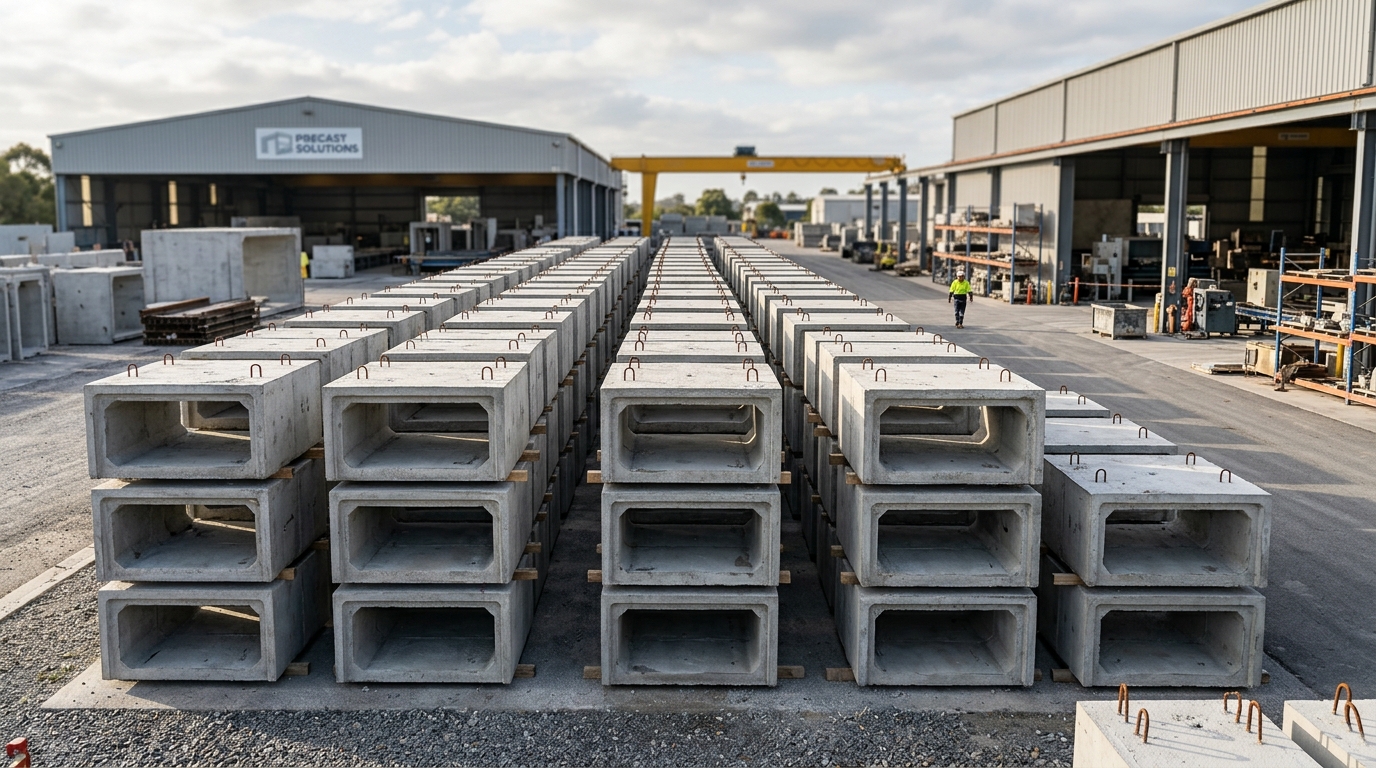 Betonarme Kutu Menfez Çözümleri ile modern altyapı depolama sahası görünümü