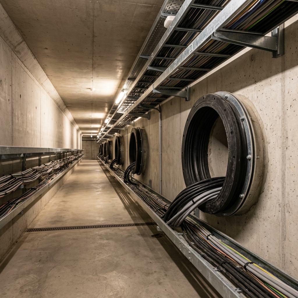 Elektrik menholü içindeki kablo kanalları ve sızdırmazlık contaları