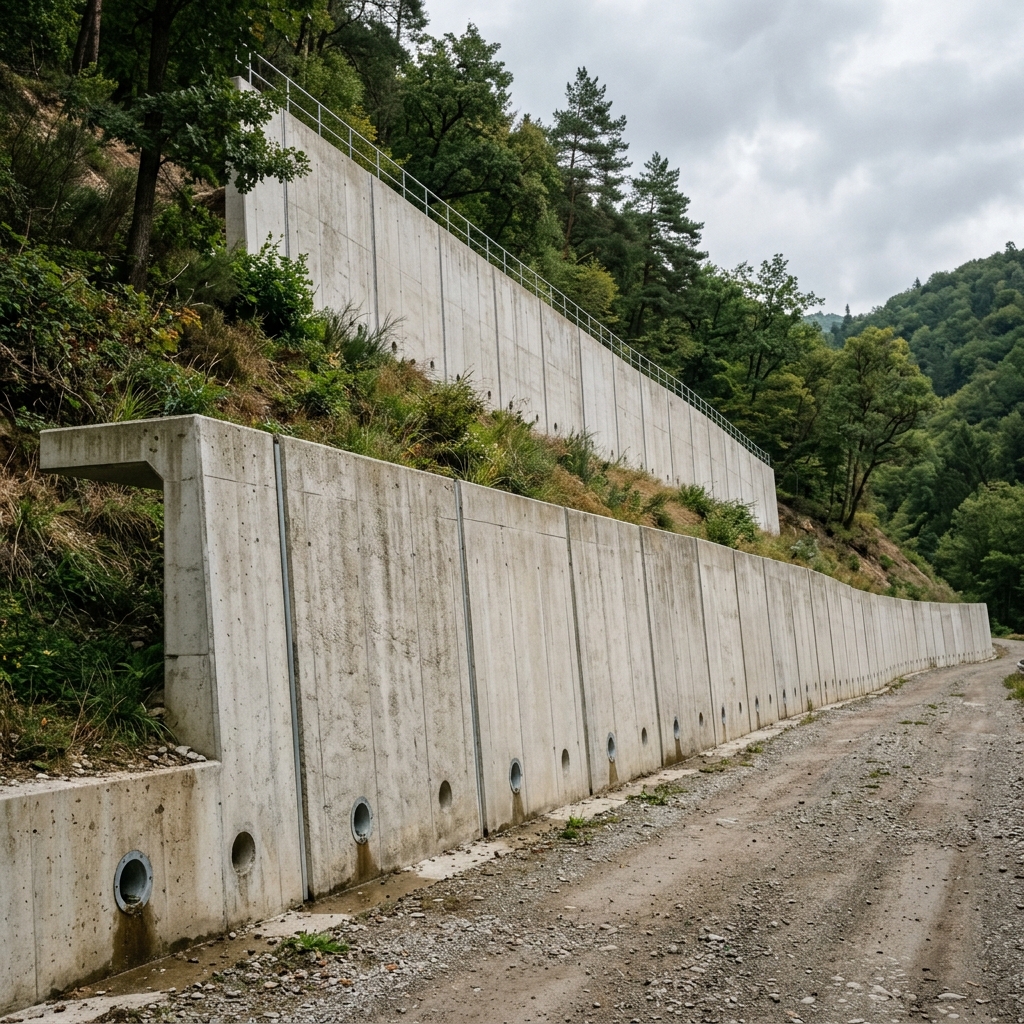 T tipi prefabrik betonarme istinat duvarı çeşitleri ve drenaj detayları